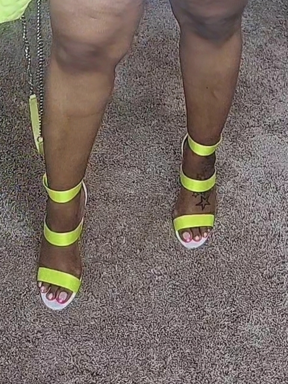 Aldo Neon Lime Triple-Strap Block Heel Sandals